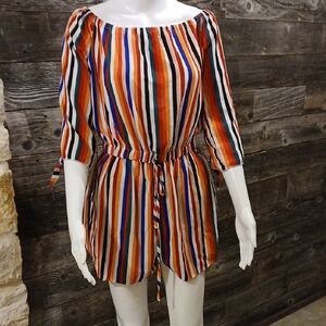 Colorful Striped Off-Shoulder Women's Blouse